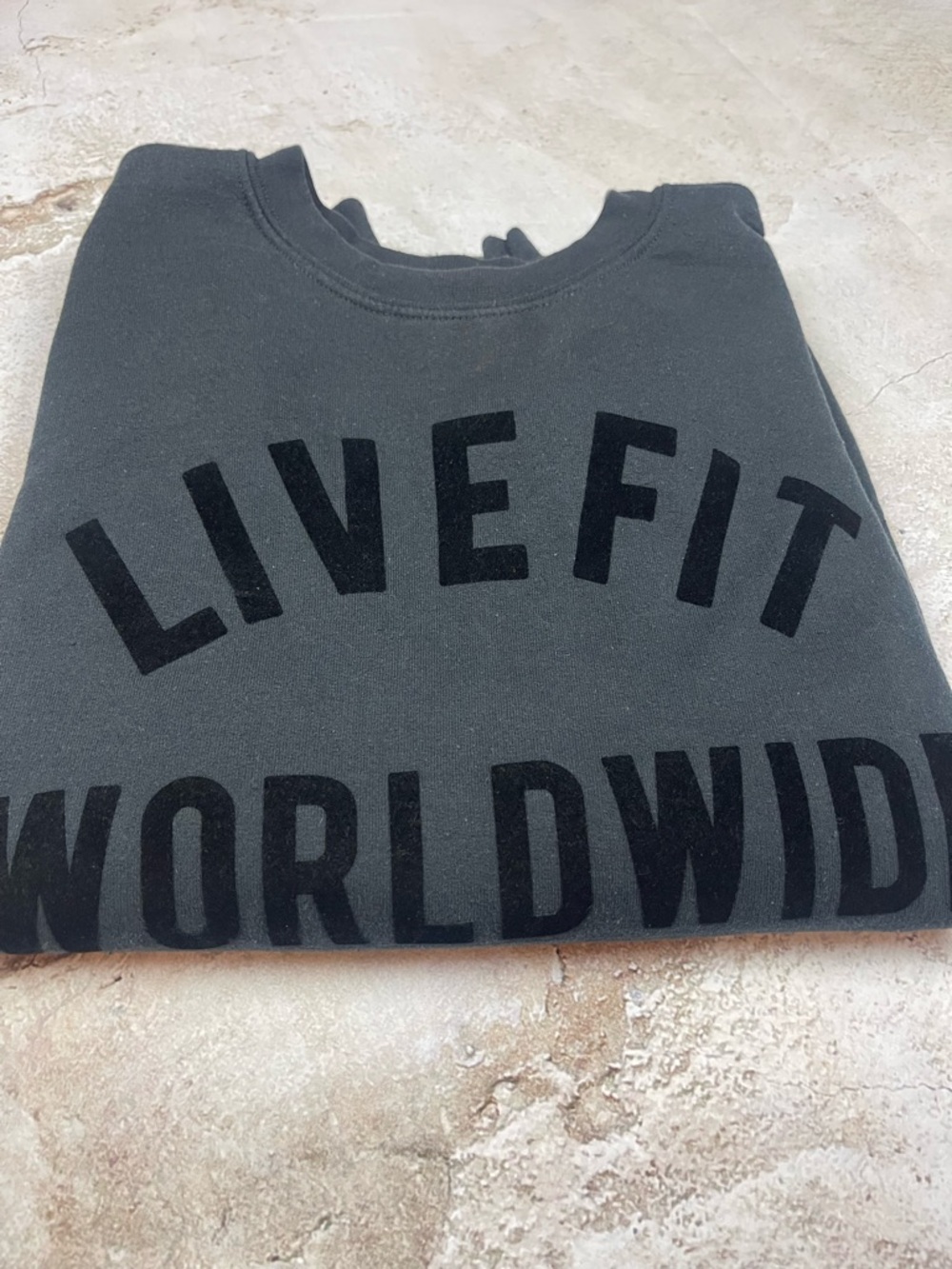 LIVE FIT Men's Balck Crewneck Sweatshirt - Worldwide Graphic